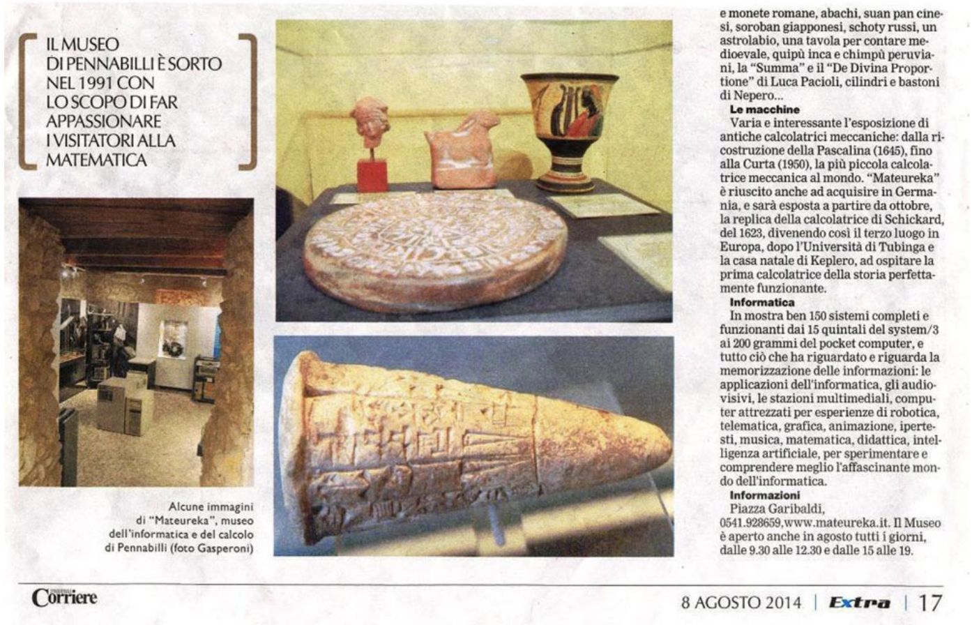 Article Corriere Rimini dedicated to Mateureka