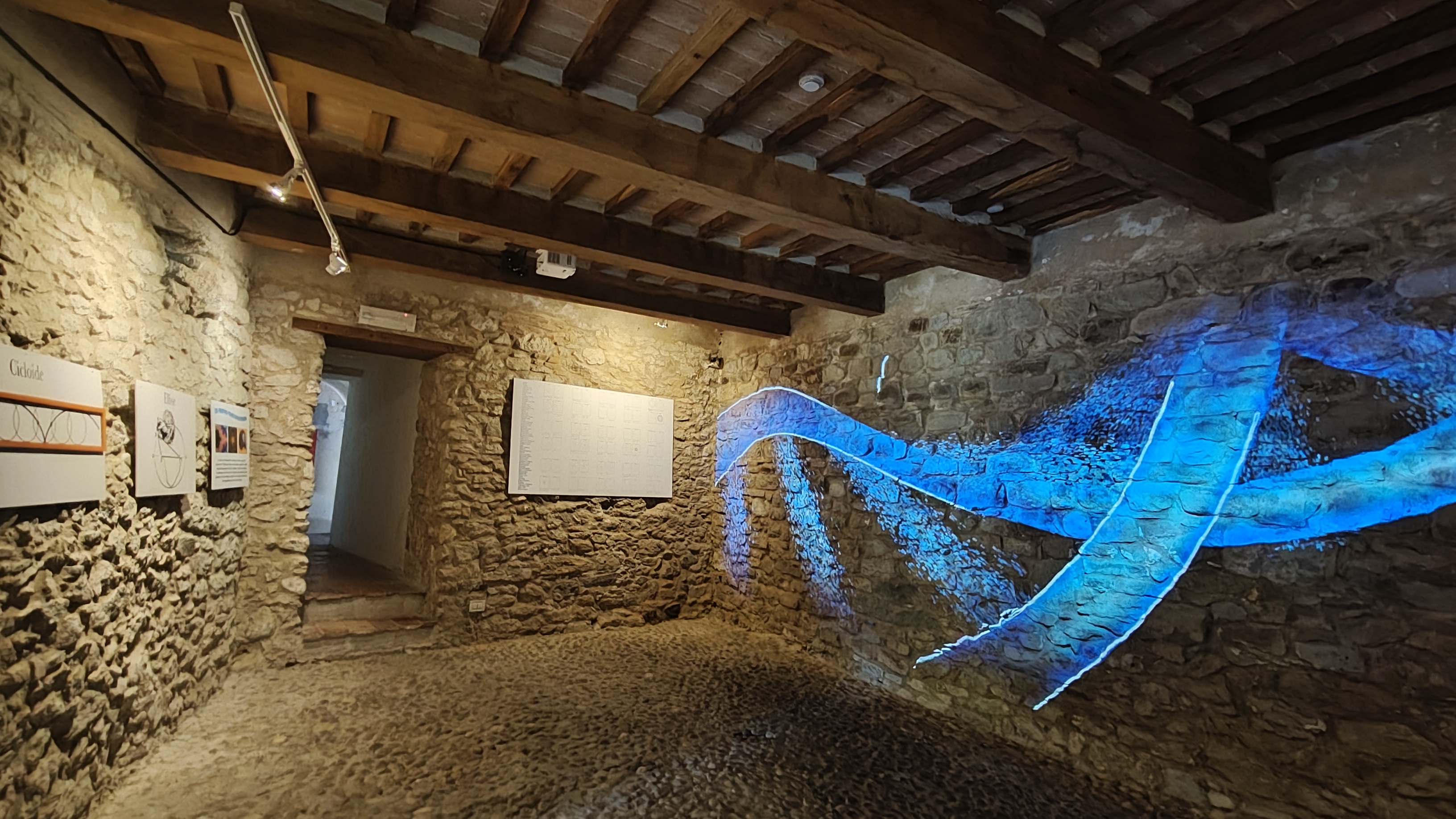 Mathematical curves projected onto the gallery walls