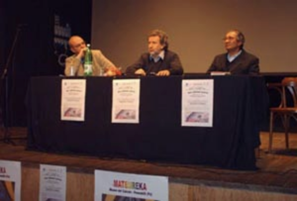 Il professor Piergiorgio Odifreddi con Lorenzo Valenti e Renzo Baldoni